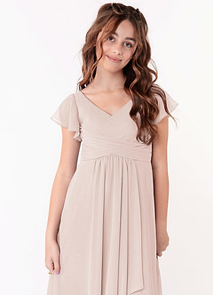 Azazie Omari Junior Klänning av A-Line i Chiffong Ruched image4