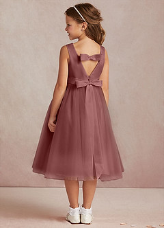 Azazie Marlee Flower Girl Dresses Desert Rose A-Line Pleated Matte Satin Dress image3