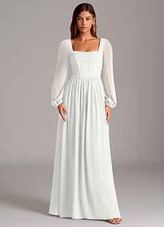 Azazie Maree Brautjungfernkleider A-Linie Korsett Chiffon Kleid Weiß image5