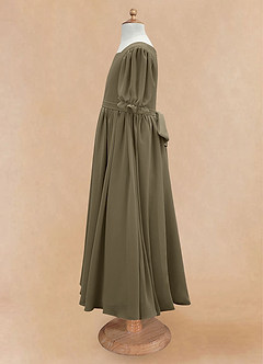 Azazie Joss Flower Girl Dresses Willow Green A-Line with Sleeves Chiffon Dress image8