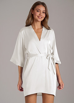 front Bridal Satin Embroidered Robe