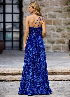 Opulent Royal Blue Velvet Sequins Prom Dress image6