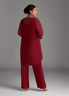 Azazie Frances Mother of the Bride Dresses Burgundy Jumpsuit/Pantsuit Scoop Mesh Dress image12