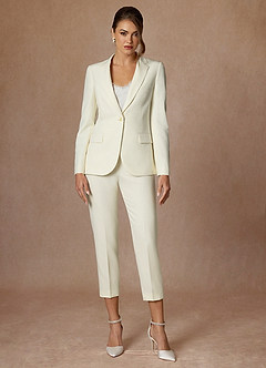 front Charlotte Ivory Refined Weave Blazer