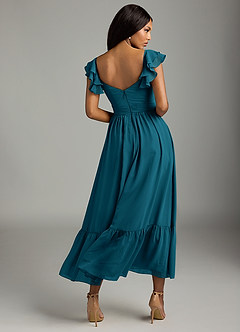 Azazie Anaya Abiti da Damigella Abito A-Line in Chiffon Plissettato Blu Inchiostro image5