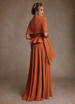 Azazie Josabeth vestidos de madre de la novia Vestido de Canela de Gasa de Corte en A con Plisado image3