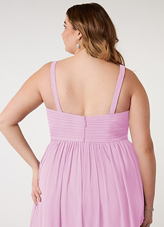 Azazie Chanel Bridesmaid Dresses Candy Pink A-Line Pleated Chiffon Dress image11