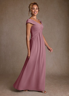 Azazie Myrtle Mother of the Bride Dresses Vintage Mauve A-Line Pleated Chiffon Dress image3