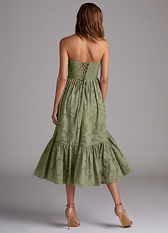 Azazie Delphina Bridesmaid Dresses Pistachio A-Line Strapless Floral Burnout Convertible Dress image4