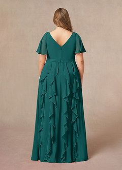 Azazie Watson Mother of the Bride Dresses Peacock A-Line V-Neck Chiffon Dress image7