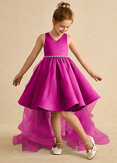 Azazie Julietta vestidos de niña de las flores Vestido de Fucsia de Tul de Princesa con Convertible image5