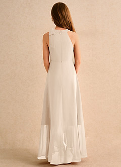 Azazie Boop Girls Formal Flower Girl Dresses White Alabaster A-Line Bow Chiffon Dress image2