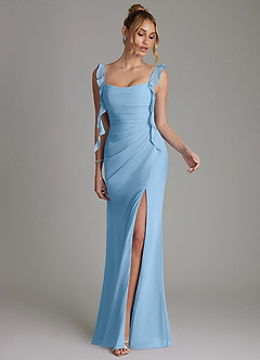 Azazie Jessamine Bridesmaid Dresses Steel Blue Mermaid Corset Chiffon Dress image4