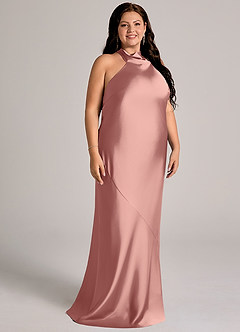 Azazie Velli Abiti da Damigella Abito Sirena in Raso Elasticizzato Collo Alto Rosetta image11