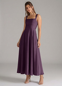 Azazie Shaude Brautjungfernkleider A-Linie Plissee Stretch-Satin Kleid Pflaume image4