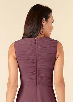 Azazie Theron Kleider für die Brautmutter A-Linie V-Hals Gefaltet Chiffon Kleid Sangria image5