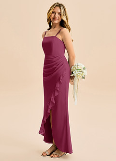 Azazie Buzzy Junior Mulberry Sheath Pleated Chiffon Dress image1