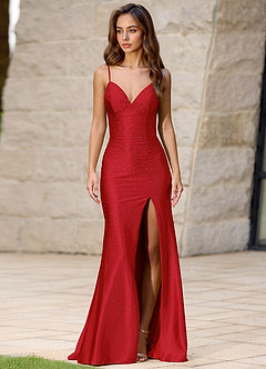 Twinkle Red Mermaid Prom Dress image5