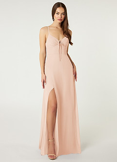 Azazie Minie Sprzedaż ostateczna Linia A Ukłon Szyfon Do ziemi Sukienka image3