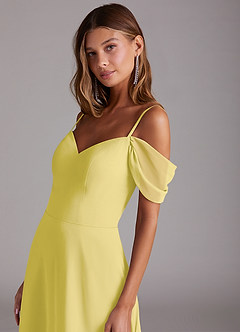 Azazie Marley Bridesmaid Dresses Canary A-Line Off the Shoulder Chiffon Convertible Dress image8
