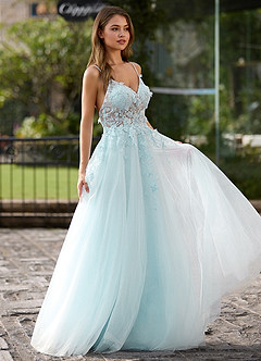 Filigreelace Light Green 3D Floral Prom Dress image3