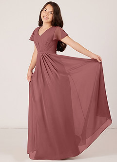 Azazie Peony Junior A-Linie Plissee Chiffon Kleid Amethyst image4