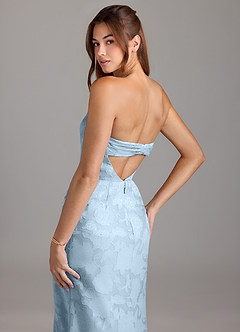 Azazie Leonis Jurken voor bruidsmeisjes Converteerbaar Jurk van Bloemen Burn-out met Kolom Strapless Hemelsblauw image7