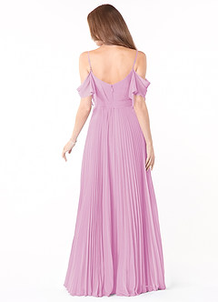 Azazie Lyney Brautjungfernkleider A-Linie Schulterfrei Chiffon Kleid Bonbonrosa image2