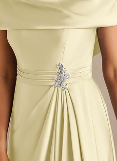 Azazie Branford Mother of the Bride Dresses Lemon Sorbet A-Line Pleated Stretch Satin Dress image4