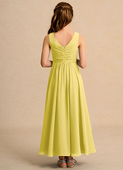 Azazie Ducky Girls Formal Flower Girl Dresses Canary A-Line Pleated Chiffon Dress image2