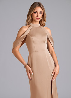 Azazie Bonny Bridesmaid Dresses English Rose Mermaid Off the Shoulder Stretch Satin Dress image5
