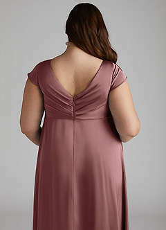 Azazie Allessia Maternity Bridesmaid Dresses A-Line Pleated Stretch Satin Floor-Length Dress image13