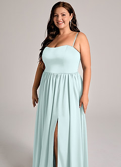 Azazie Calianna Bridesmaid Dresses Sea Glass A-Line Off the Shoulder Stretch Satin Convertible Dress image16