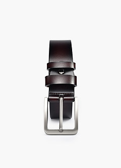 front Heren leren riem met dubbele lus