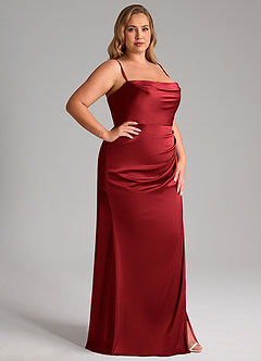 Azazie Leonis Bridesmaid Dresses Scarlet Mermaid Pleated Stretch Satin Convertible Dress image15