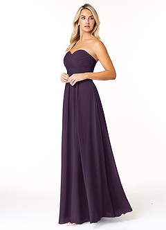 Azazie Yazmin Bridesmaid Dresses Plum A-Line Sweetheart Neckline Chiffon Convertible Dress image3