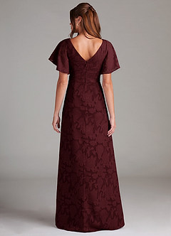 Azazie Ambrosia Bridesmaid Dresses Cabernet A-Line Pleated Floral Burnout Dress image7