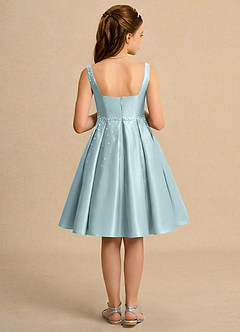 Azazie Jello Girls Formal Flower Girl Dresses Mist Ball-Gown Pleated Matte Satin Dress image2