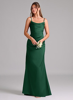 Azazie Lucille Bridesmaid Dresses Dark Green Mermaid Strapless Stretch Satin Convertible Dress image7