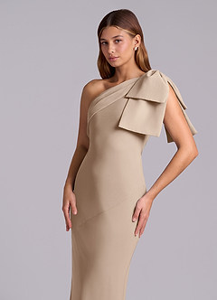 Azazie Yuanna Bridesmaid Dresses Taupe Mermaid One Shoulder Chiffon Dress image7