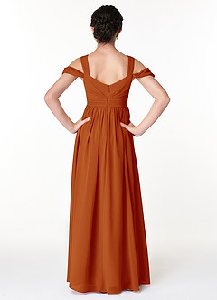 Azazie Lianne Junior Paprika A-Line Off the Shoulder Chiffon Dress image2