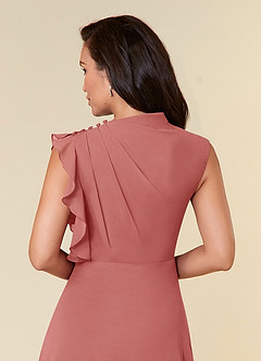 Azazie Narine 신부의 어머니 드레스 A라인 주름진 쉬폰 플로어 길이 드레스 image6