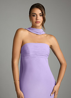Azazie Saylor Vestidos de damas de honor Vestido de Lila de Gasa de Corte Sirena con Sin tirantes image6