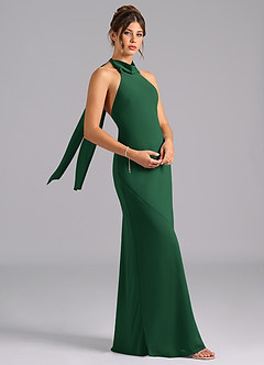 Azazie Velli Bridesmaid Dresses Dark Green Mermaid Bow Chiffon Dress image3