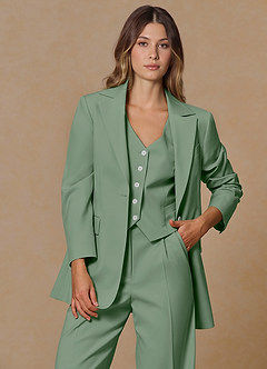 front Rowan Matcha Traje de tres piezas de alto rendimiento con tejido refinado