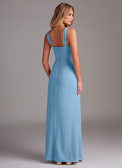 Azazie Denice Abiti da Damigella Abito Tubino in Chiffon a Pieghe Blu Acciaio image6