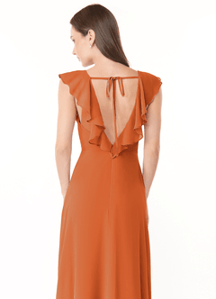 Azazie Yoko Bridesmaid Dresses Cinnamon A-Line Ruched Chiffon Dress image6