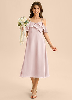 Azazie Kamilla Junior Klä av A-Line i Chiffong Av axeln image4