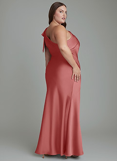 Azazie Yuanna Bridesmaid Dresses Antique Rose Mermaid One Shoulder Stretch Satin Dress image9