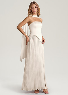 Azazie Tierney Bridesmaid Dresses White Alabaster A-Line Strapless Chiffon Convertible Dress image7